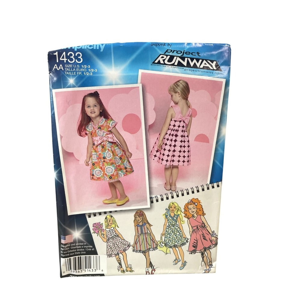 Simplicity Sewing Pattern 1433 Toddler Child 1/2-3 Project Runway Dress Uncut